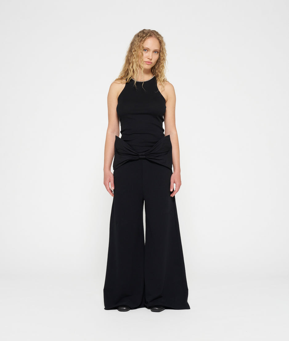 wide leg jogger bow | black