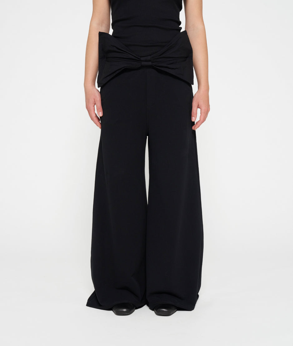 wide leg jogger bow | black