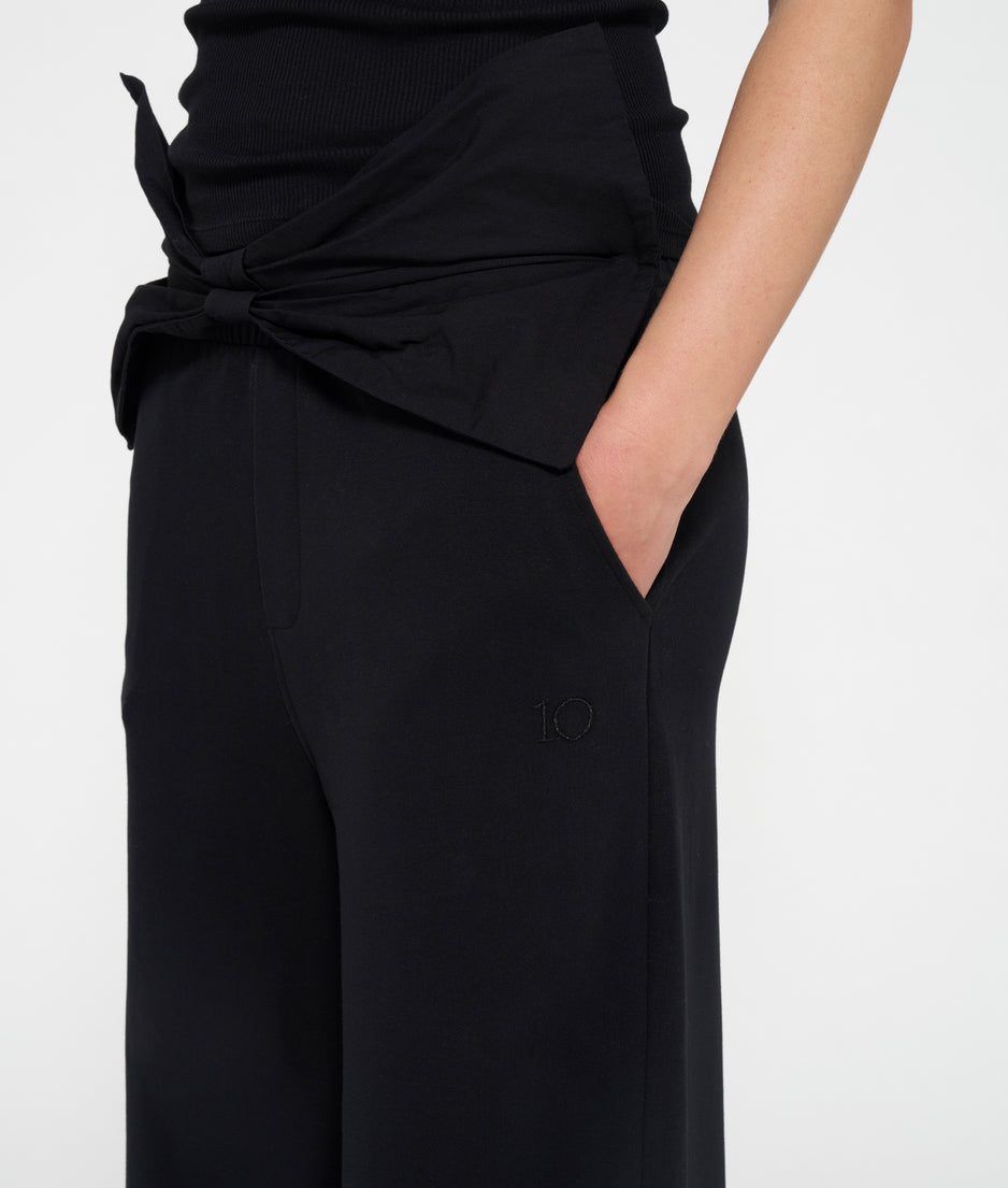 wide leg jogger bow | black