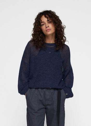 thin knit sweater | yale blue