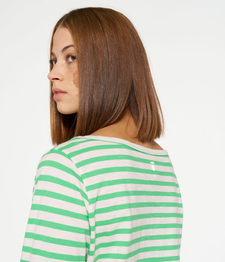 longsleeve tee stripes | ecru/apple green