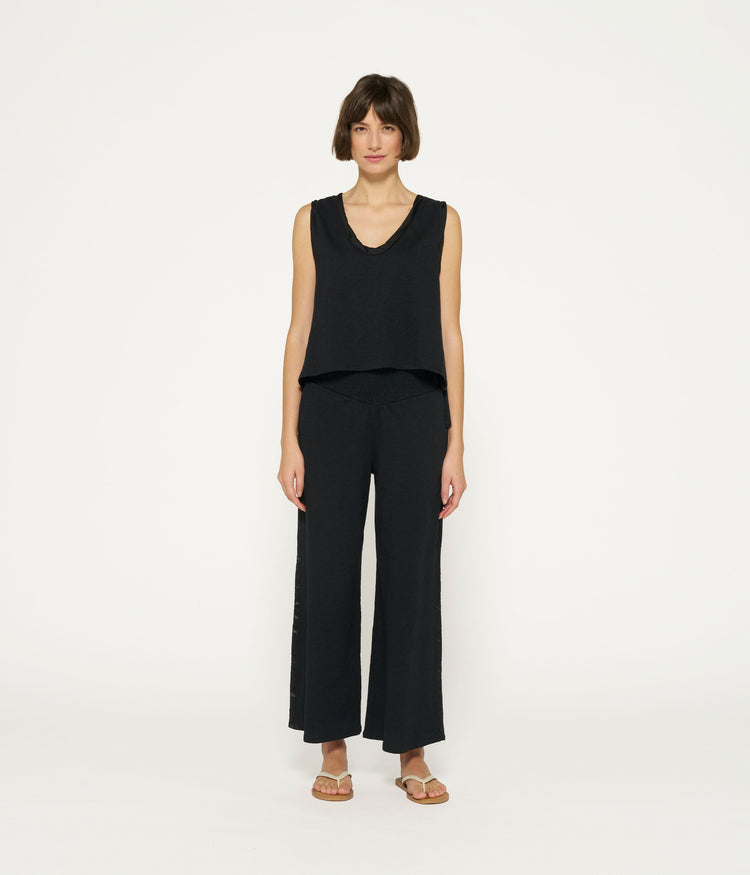 wide leg smock pants | black