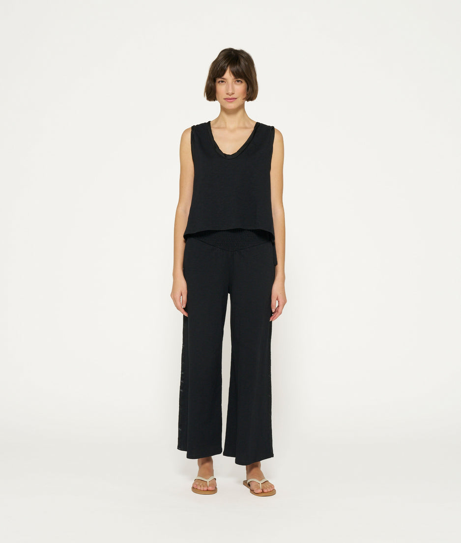 wide leg smock pants | black