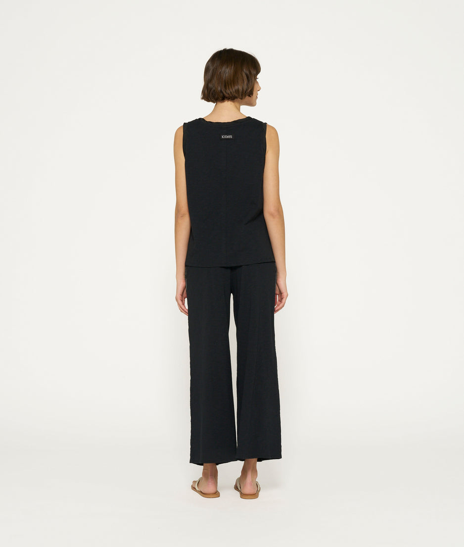 wide leg smock pants | black