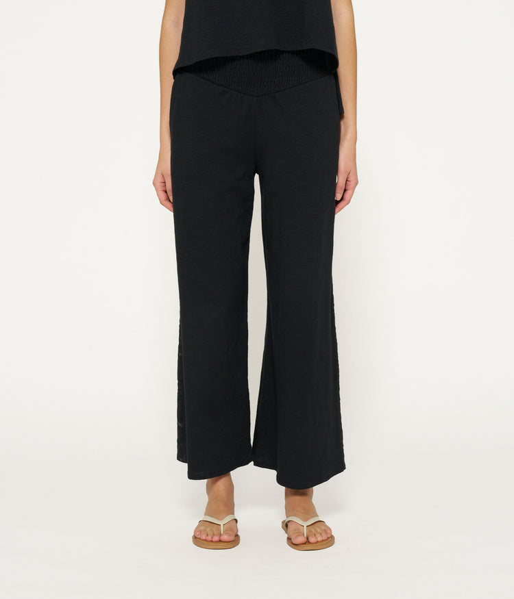 wide leg smock pants | black