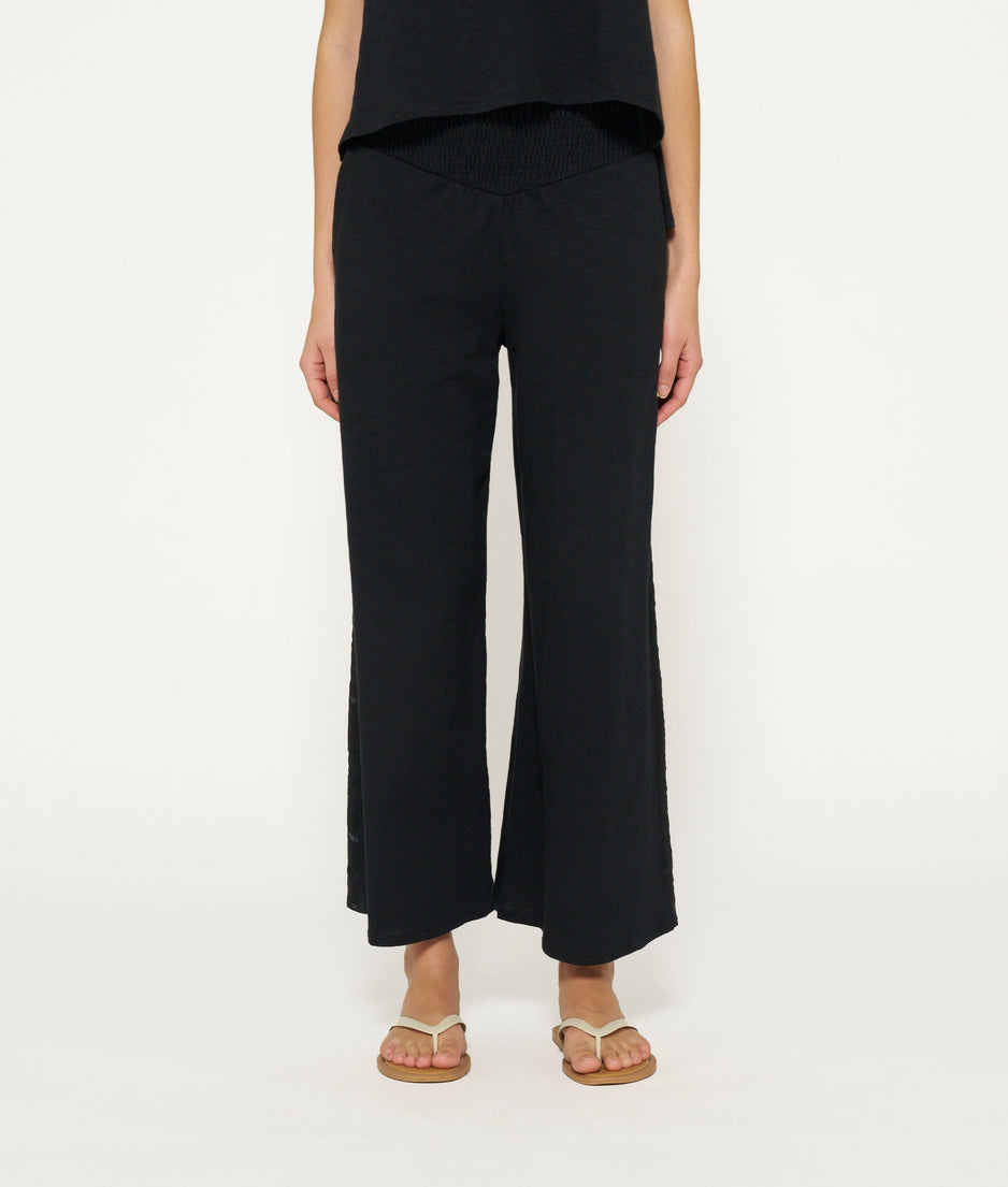 wide leg smock pants | black