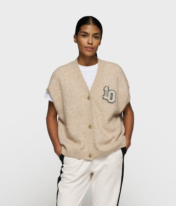 soft v-neck knit gilet | earth
