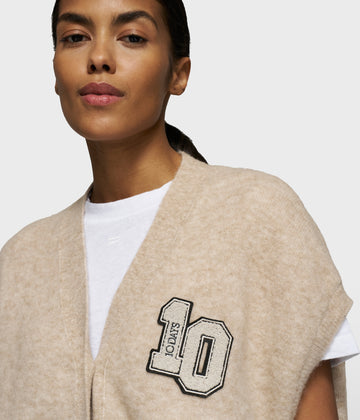 soft v-neck knit gilet | earth