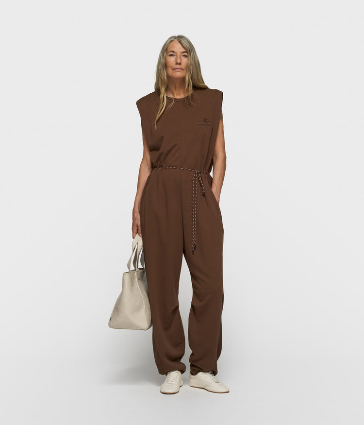 fleece jumpsuit | dark truffle