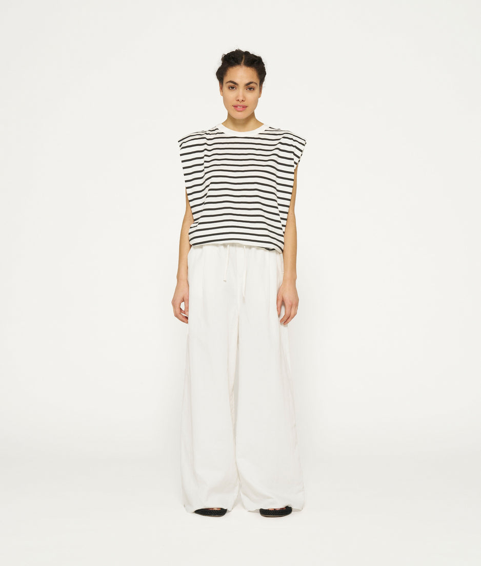 padded proud tee stripes | ecru/black