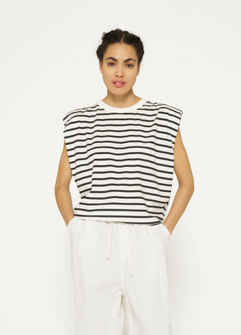 padded proud tee stripes | ecru/black