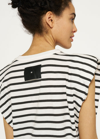 padded proud tee stripes | ecru/black
