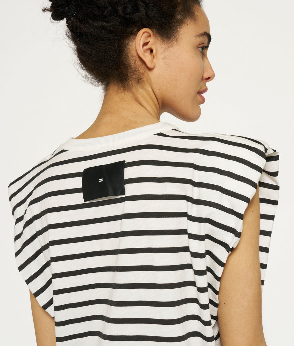padded proud tee stripes | ecru/black