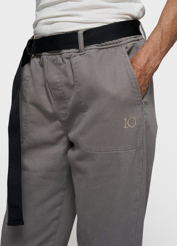 belted pants jog twill | light graphite