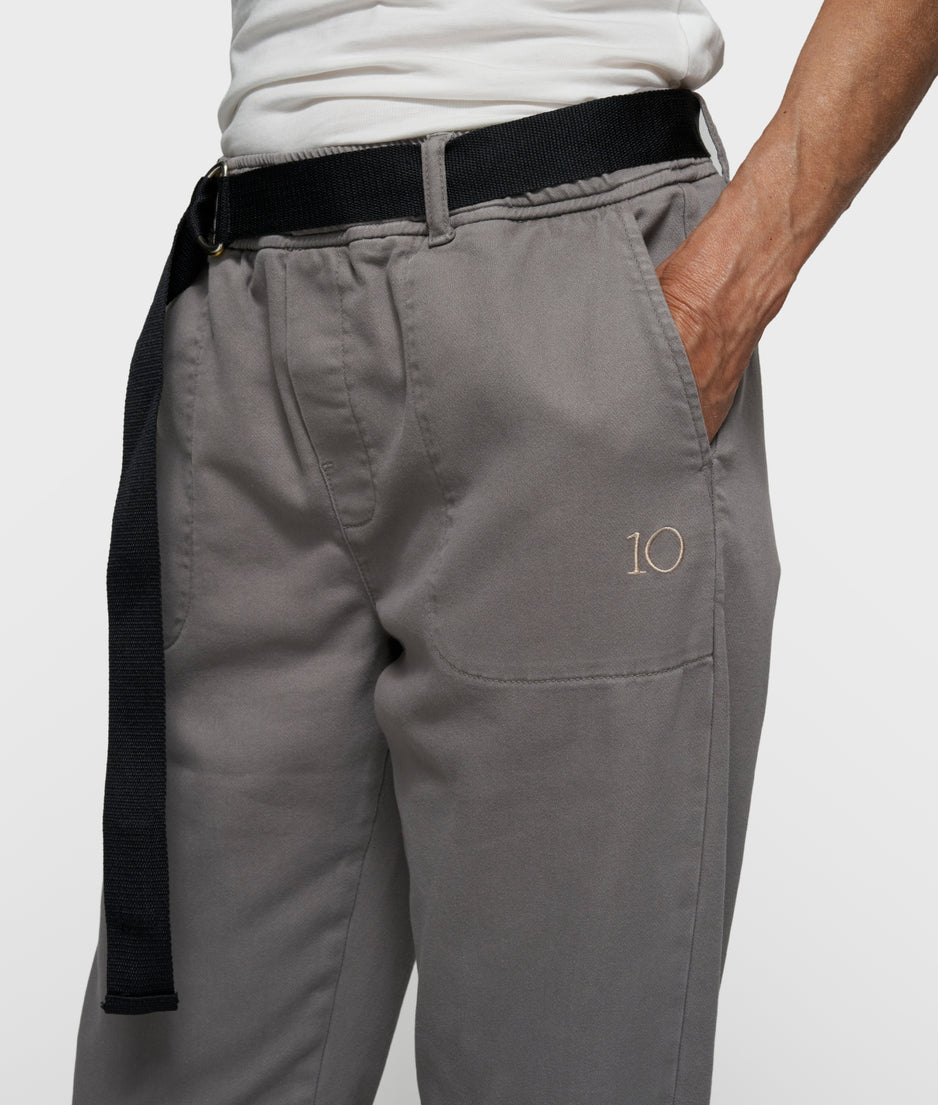 belted pants jog twill | light graphite