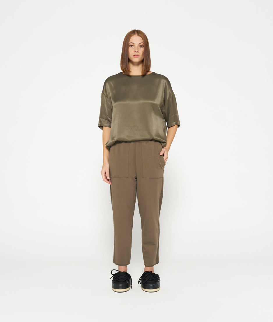 satin tee | dark moss