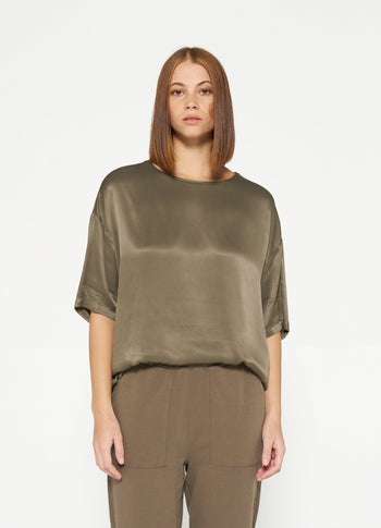satin tee | dark moss