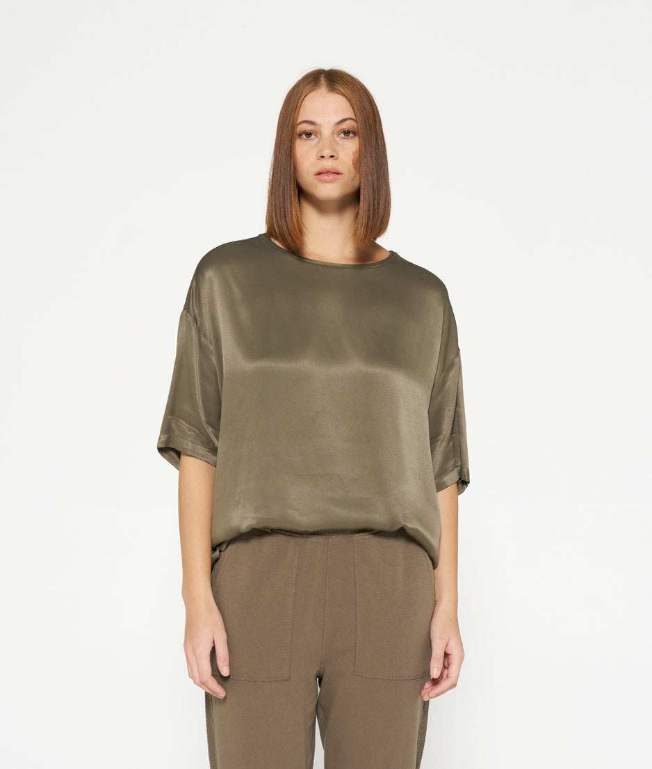 satin tee | dark moss