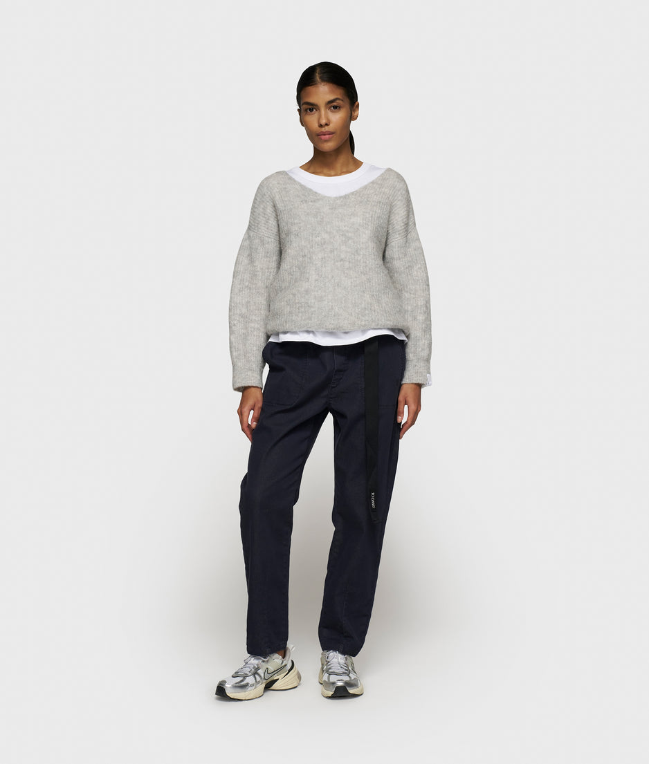 belted pants | dark navy