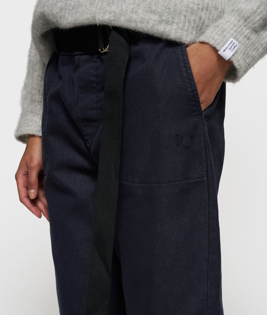 belted pants | dark navy