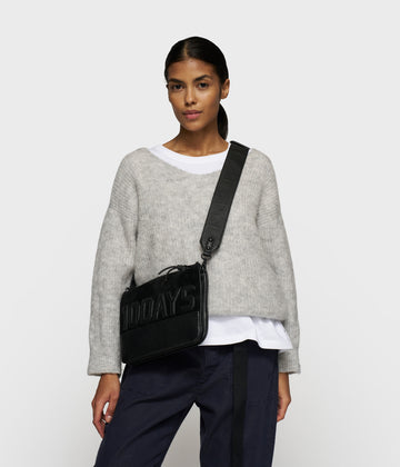 leather double mini pouch | black