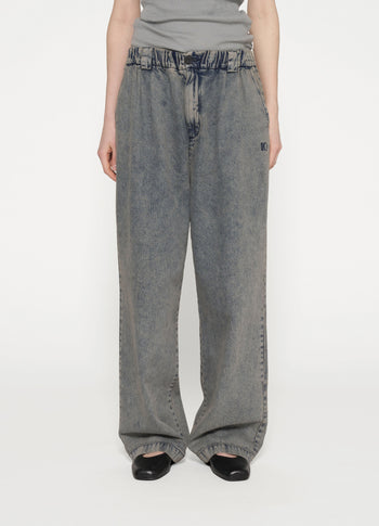 wide pants flowy denim blue denim 10DAYS Official Online Store