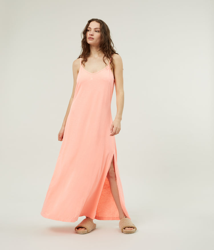 strappy dress | fluor coral