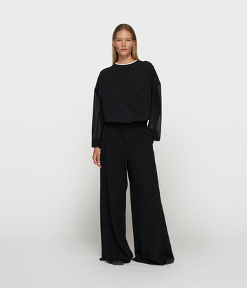 wide leg pants crepe | black