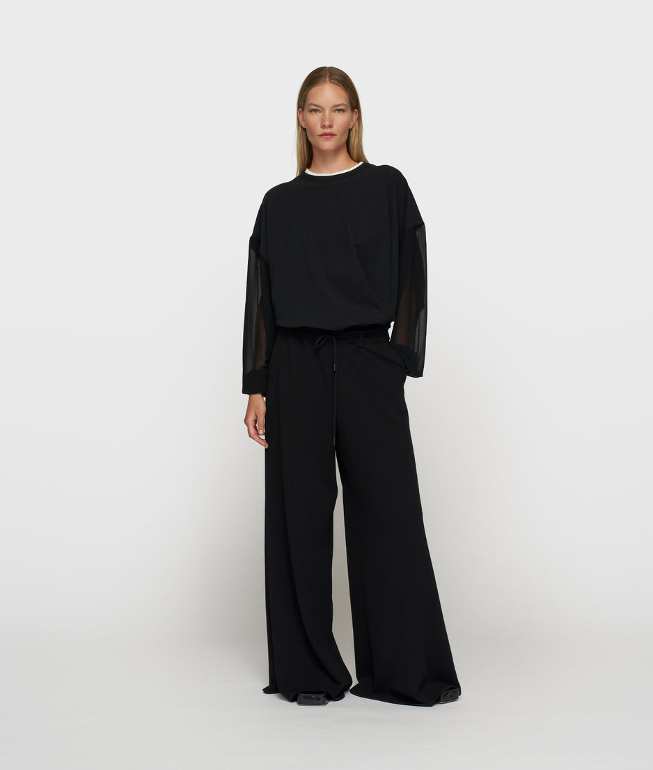 wide leg pants crepe | black