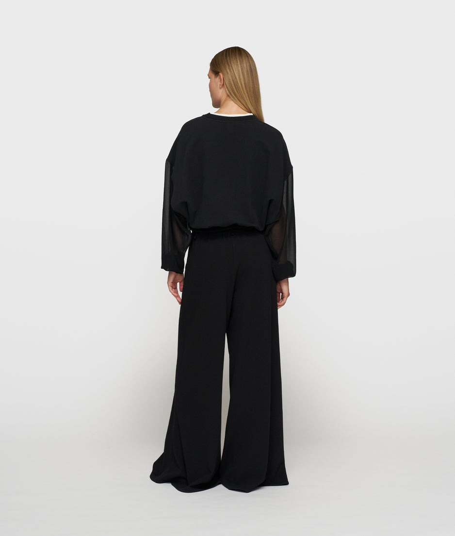 wide leg pants crepe | black