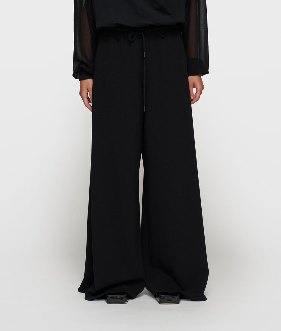 wide leg pants crepe | black