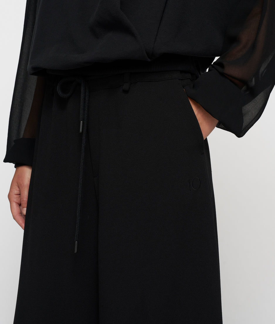 wide leg pants crepe | black