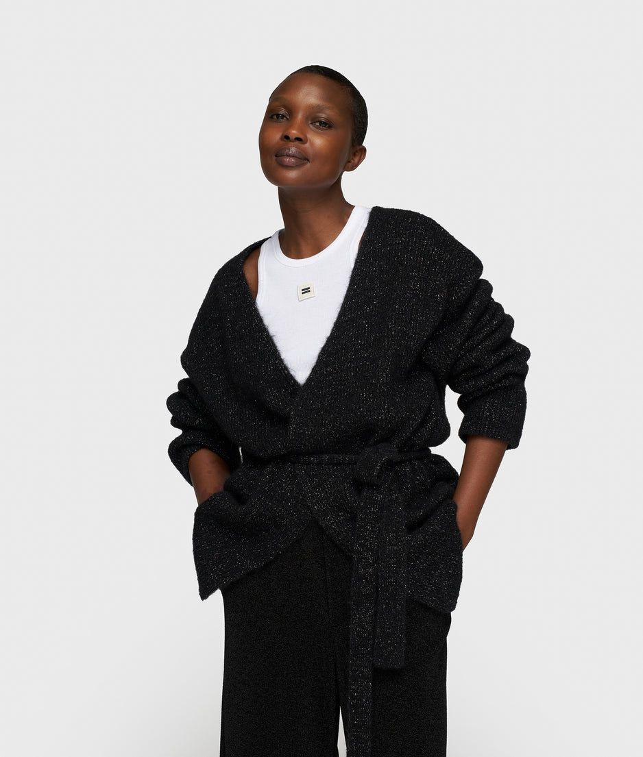 short cardigan sparkle | black