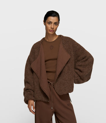 puffy hairy knit bomber | dark truffle