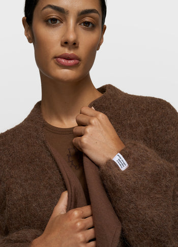 puffy hairy knit bomber | dark truffle