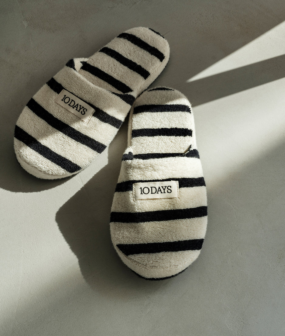 slippers stripes | ecru/black