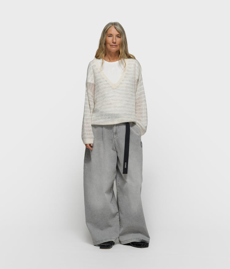 wide pants jog | grey wash denim