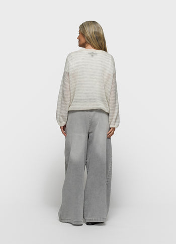 wide pants jog | grey wash denim