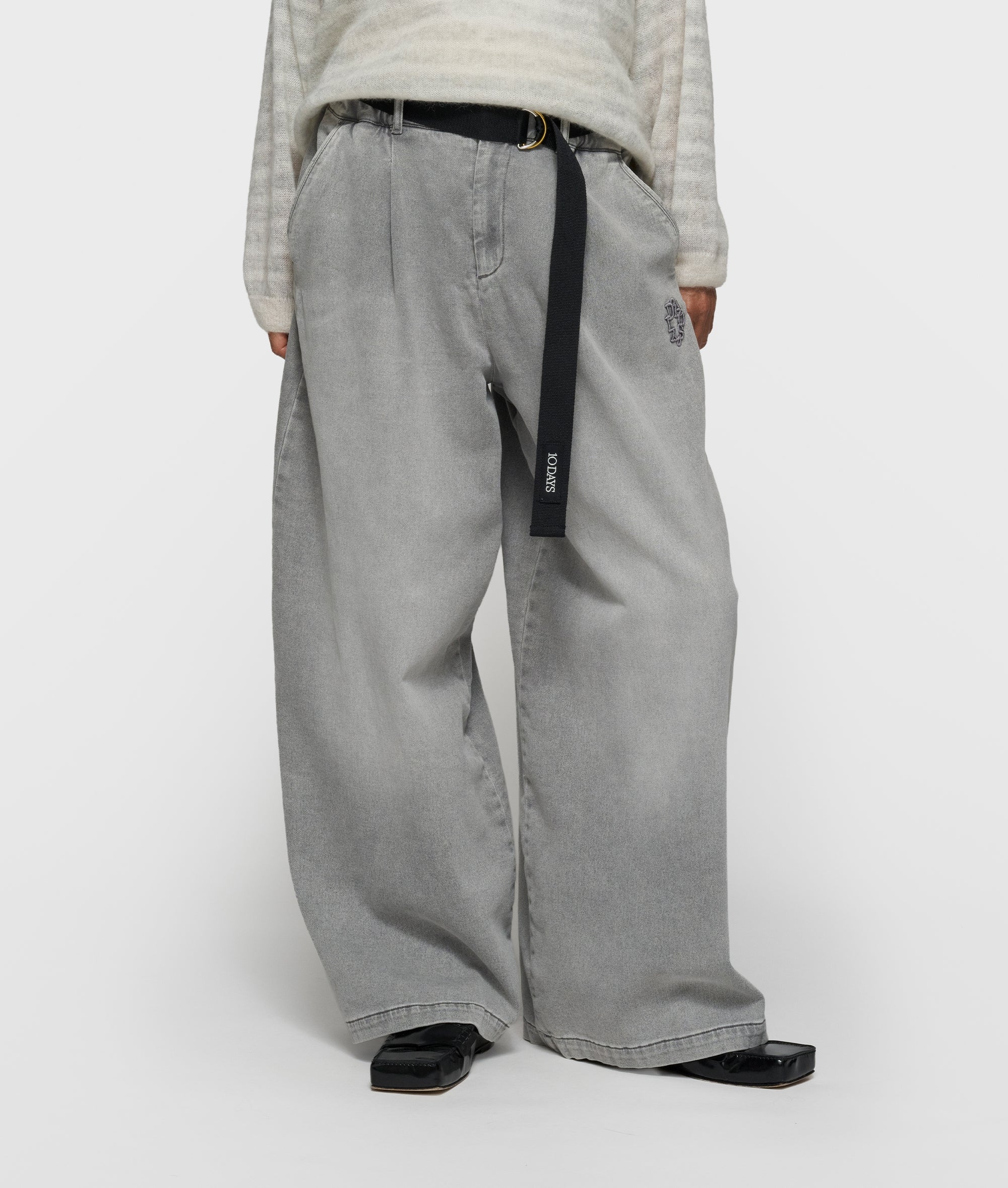 wide pants jog | grey wash denim | 10DAYS | Official Online Store