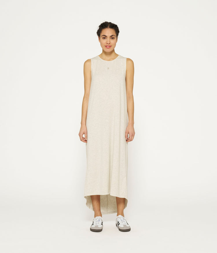 soft cinch back dress | soft white melee