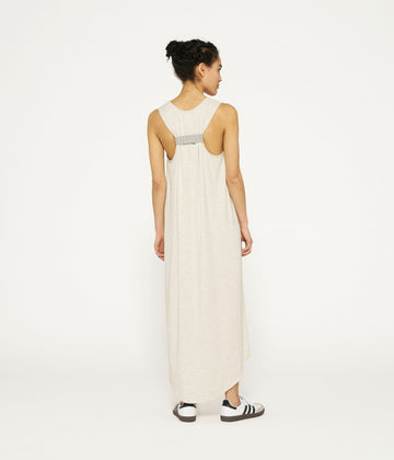 soft cinch back dress | soft white melee