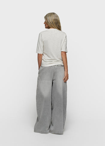 double layer v-neck tee | soft white melee