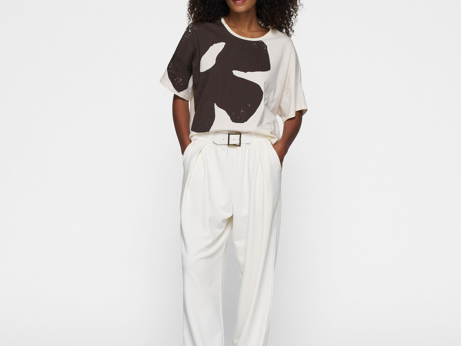 belt jogger | ecru