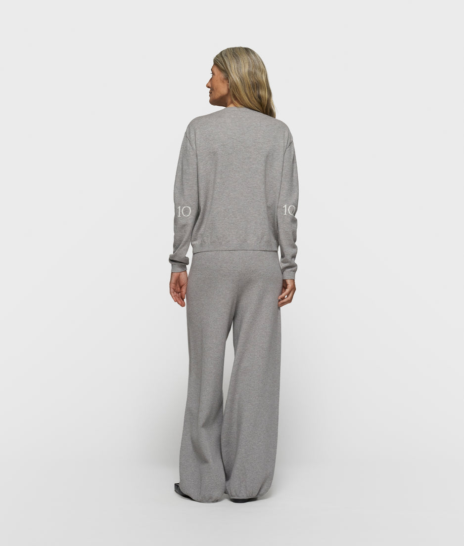 knit sweater logo | grey melee