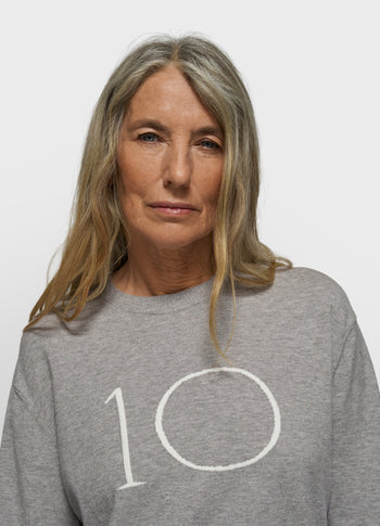 knit sweater logo | grey melee