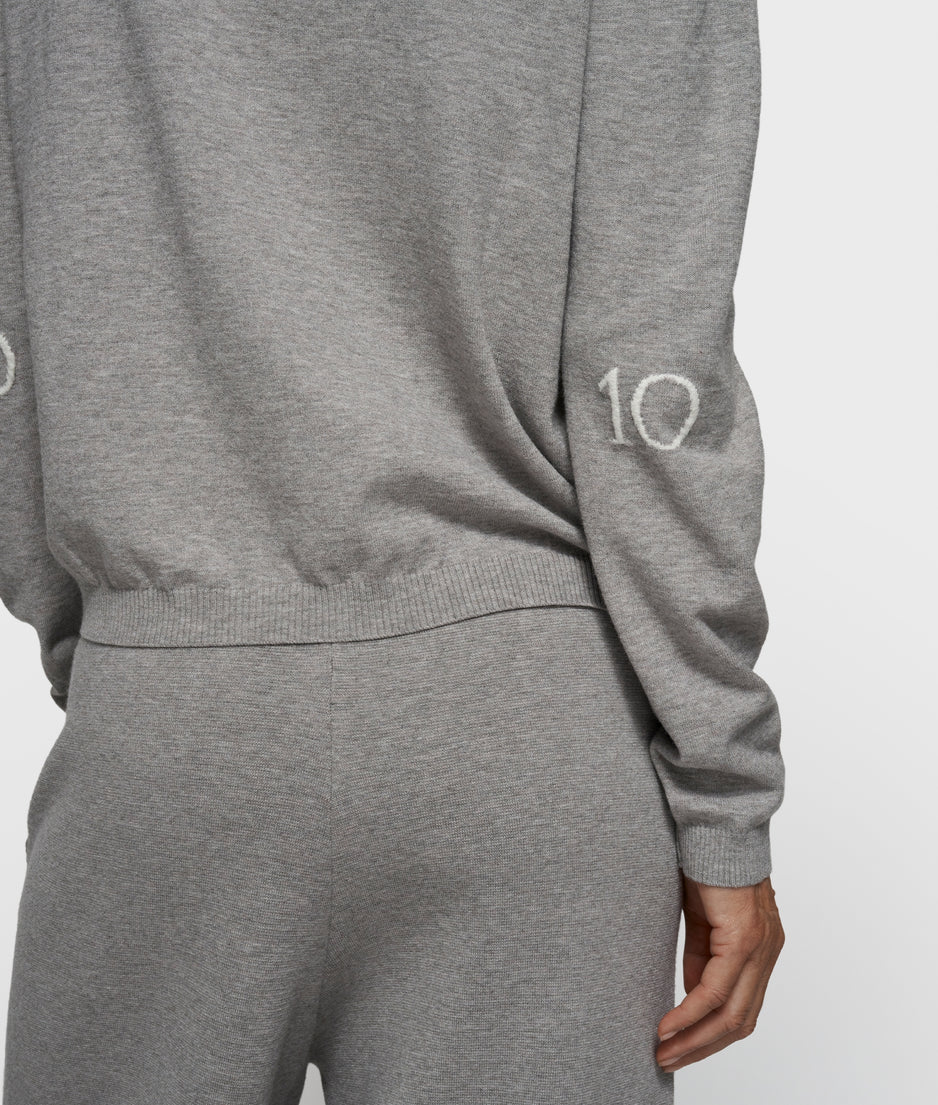 knit sweater logo | grey melee