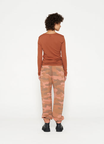 Bar jogger camo babyfleece | saddle brown