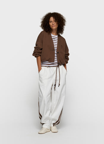 tank top rib stripes | white/dark truffle