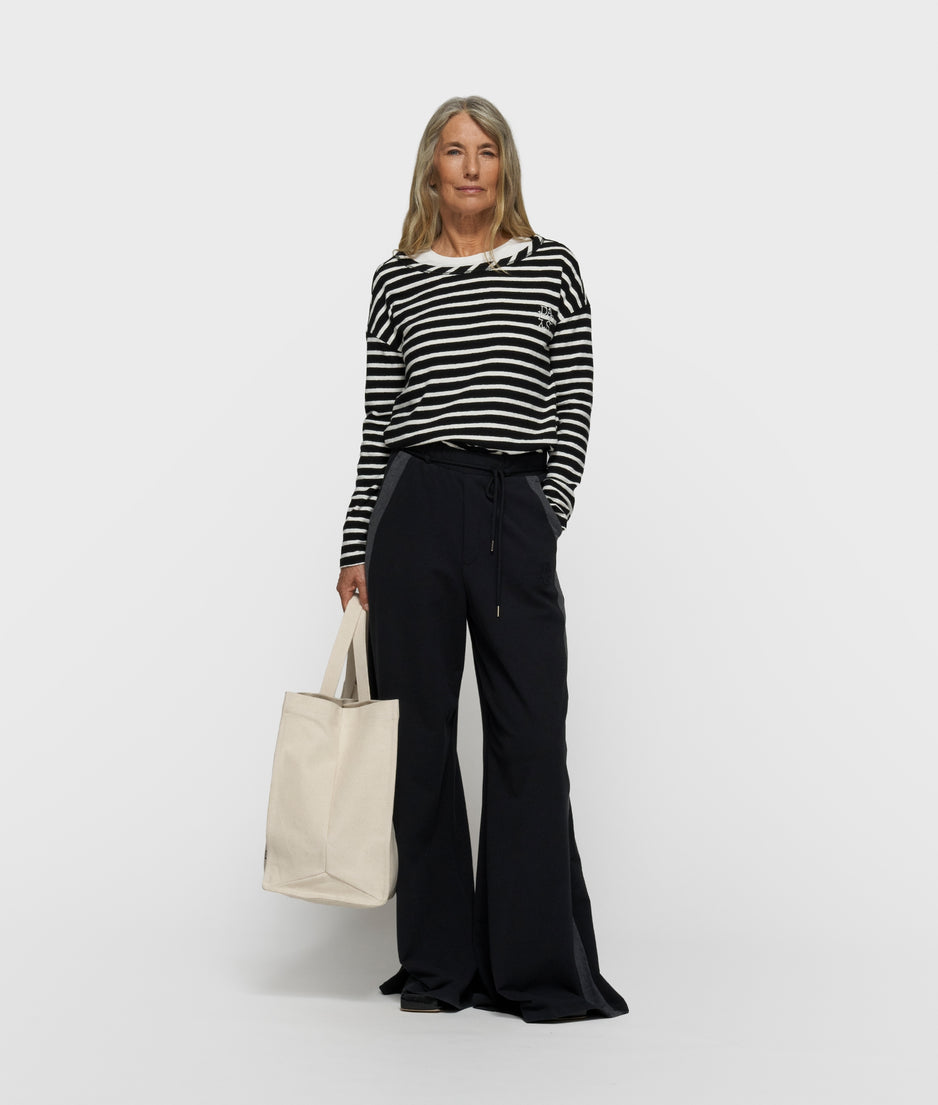 long sleeve tee stripes | black/ecru