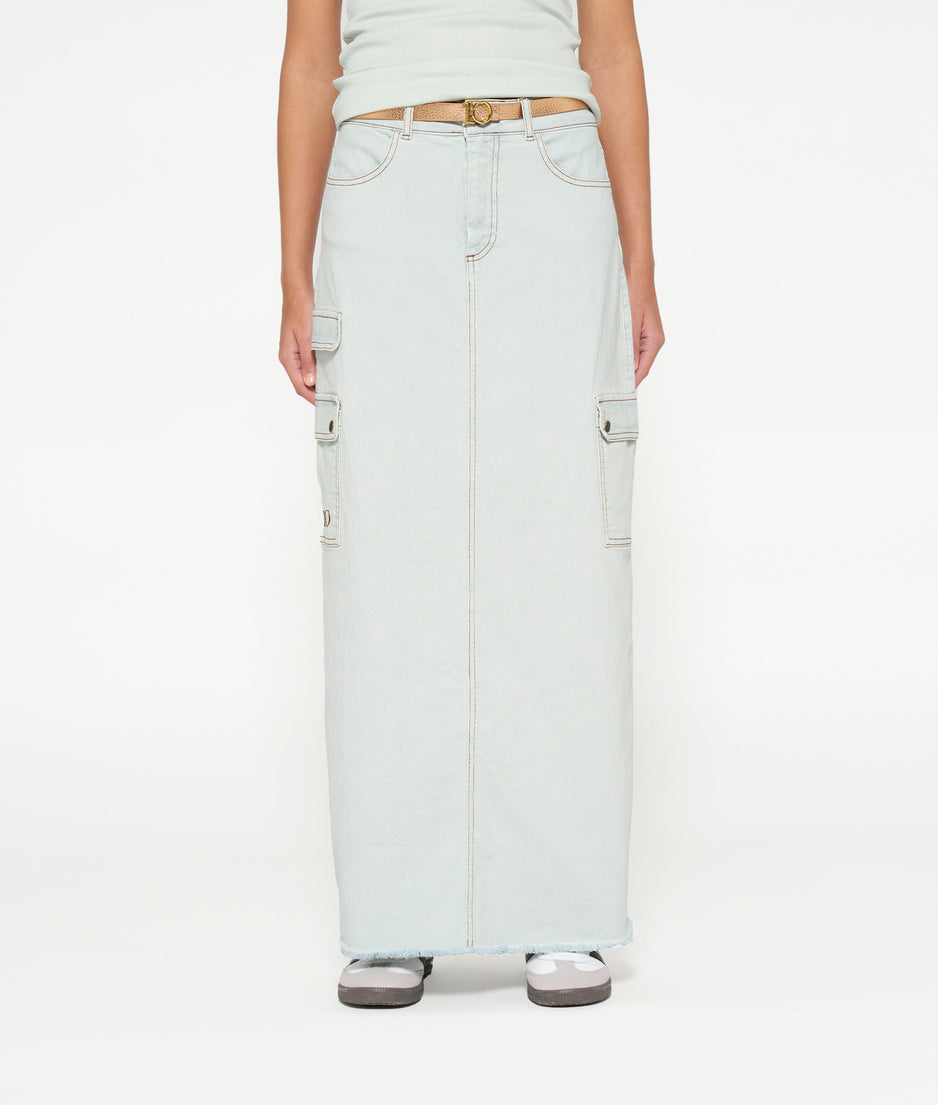 slub twill skirt | sea foam